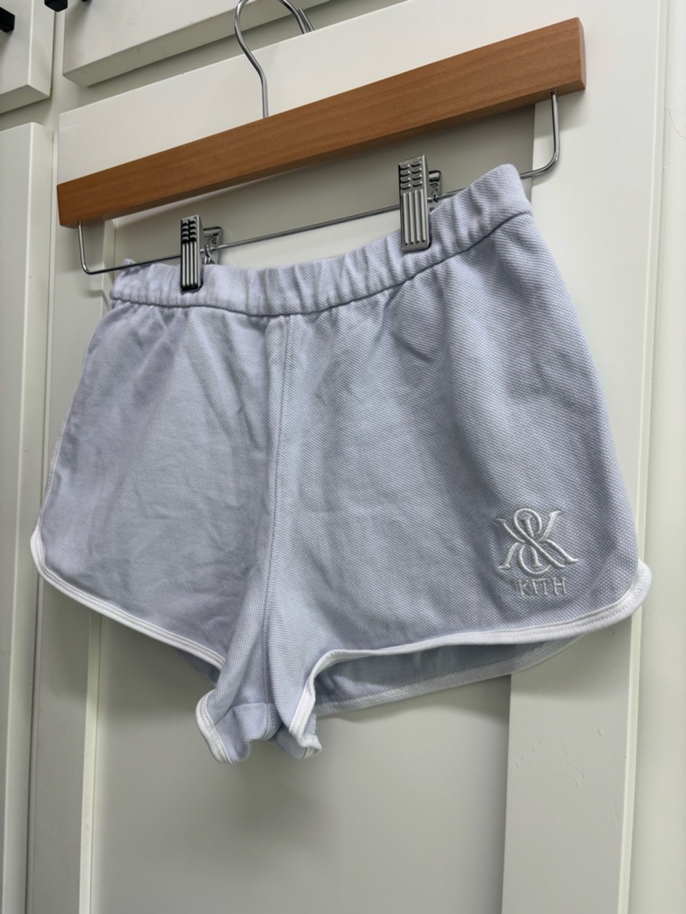 Kith Varsity Shorts Light Blue White XS Cotton Embroidered Logo - Picture 5 of 10